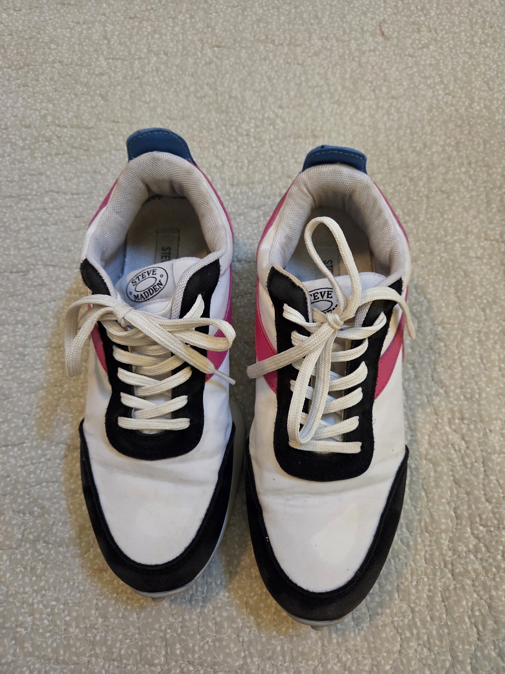 Steve Madden White Pink Black Women's Athletic Sneakers